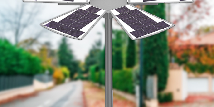 All in one integrated solar street light different fan shaped design