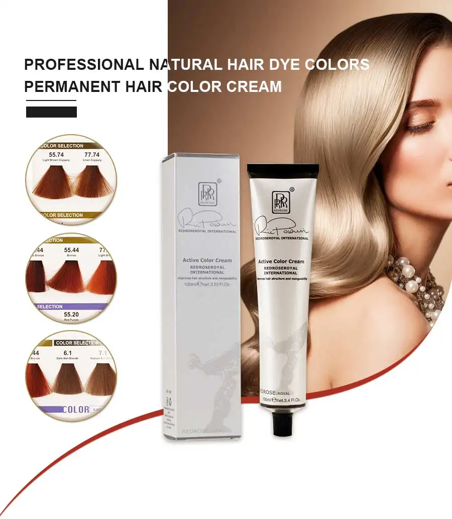 Redrose OEM / ODM Beste kwaliteit private label gratis cover grijze professionele natuurlijke haarverf kleuren permanente haarkleur