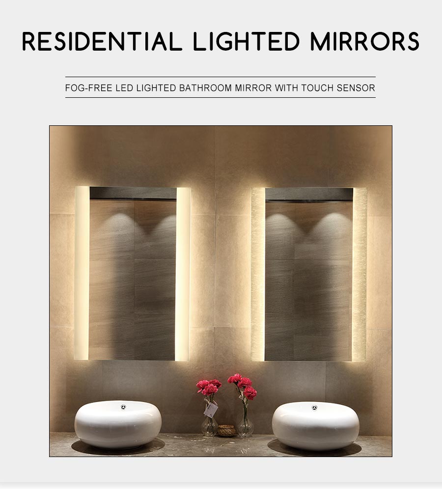 Fog Free Led Lighted Bathroom Mirror With Touch Sensor