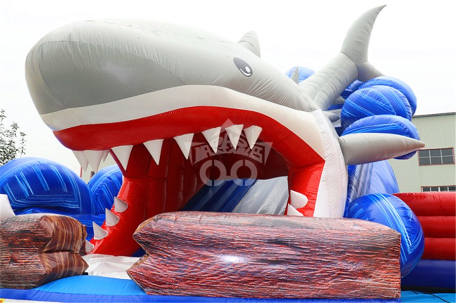 giant inflatable shark water slide