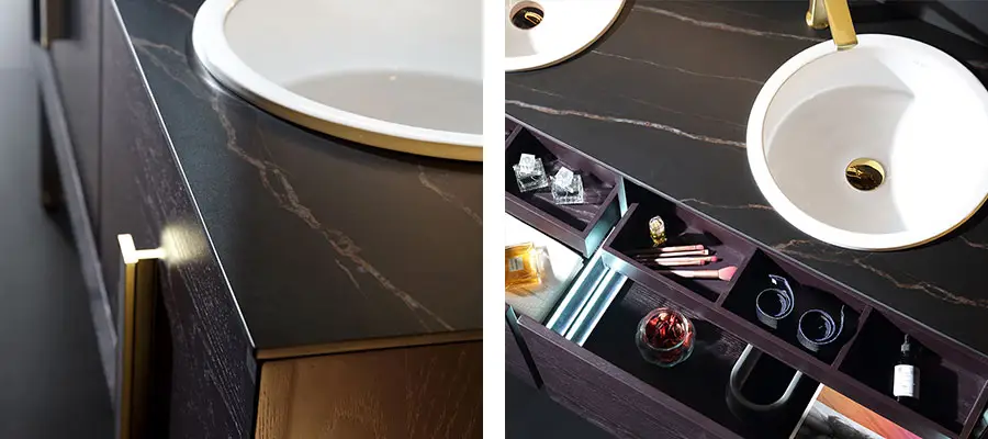 Double Vanity Purple Solid Wood Bathroom Vanity