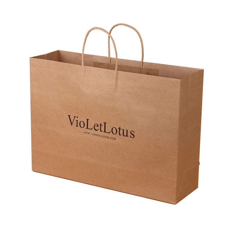 Top Quality Custom Logo Printed Brown Kraft Paper Bags With Paper Handle