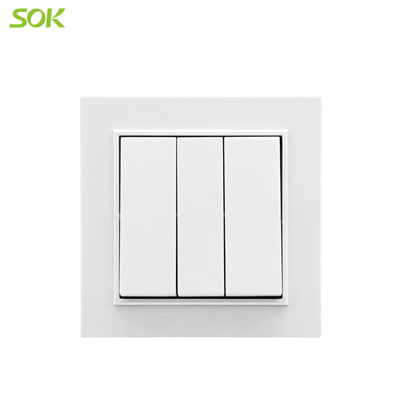 10AX 3 Gang One Way Wall Switch with Hanger