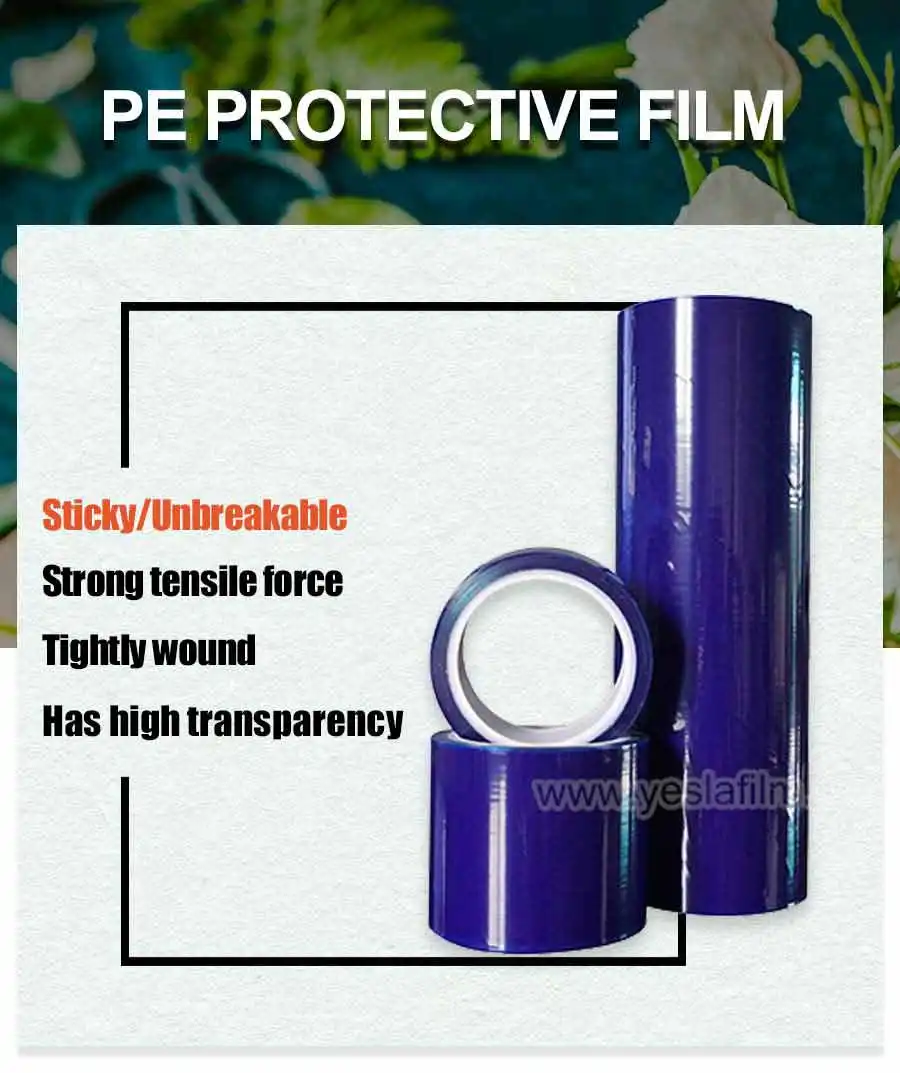 LDPE UV Resistant Glass Protective Film Self Adhesive Blue Surface  Protection Film Roll